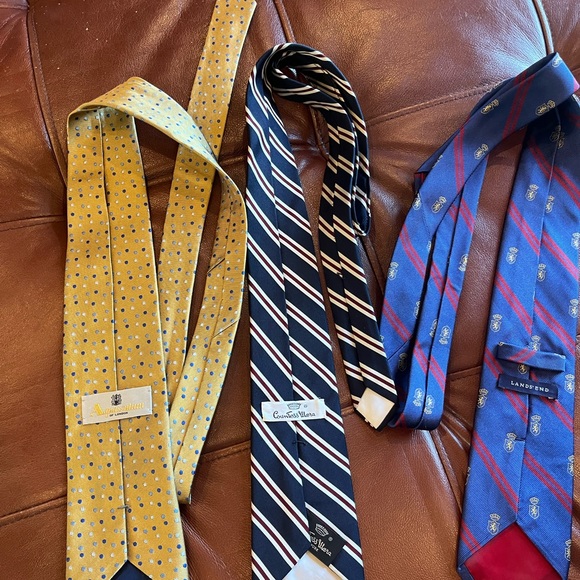 3 ties Aquascutum silk polkadots, Countess Mara Vintage striped, Lands End royal - Picture 12 of 12